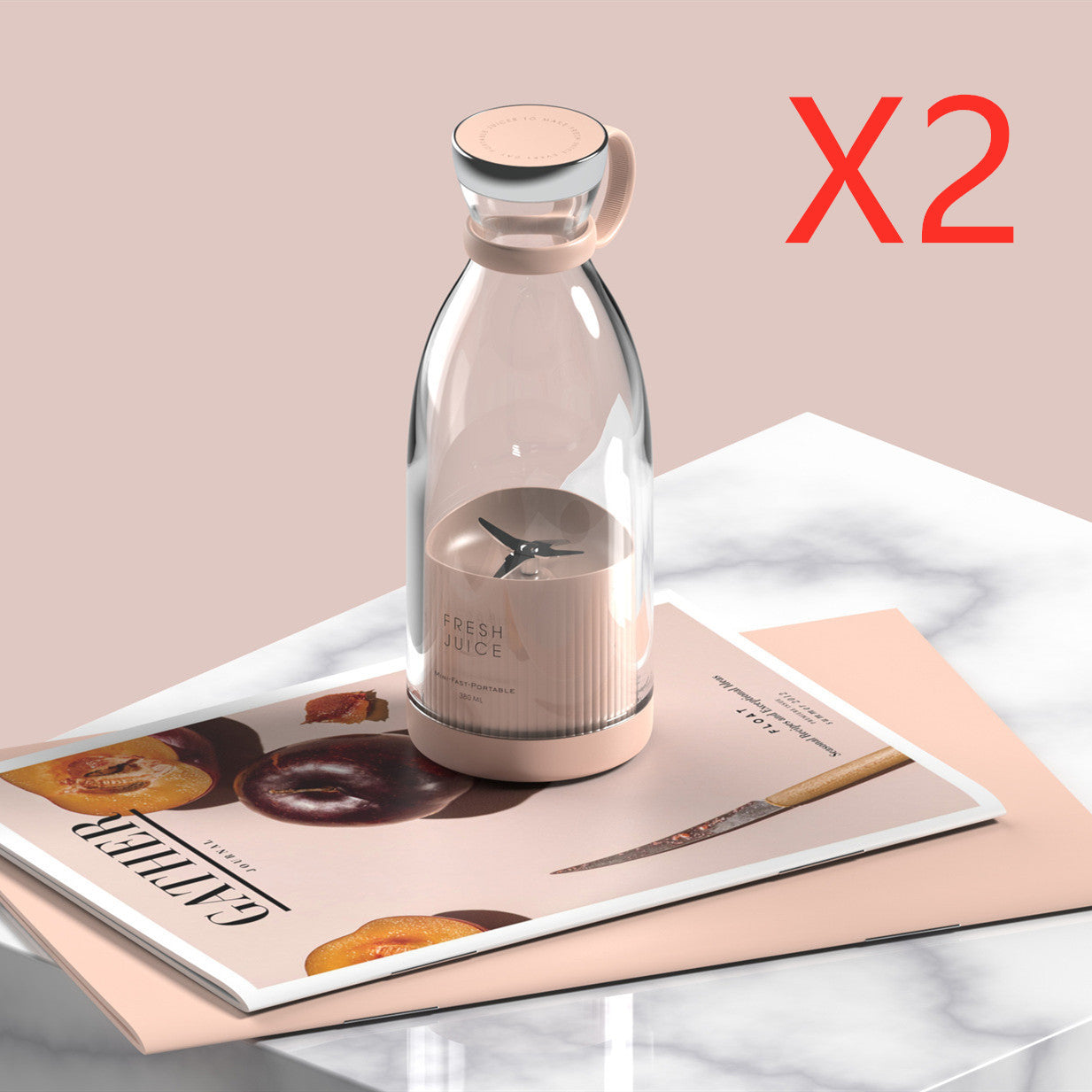 Portable Blender USB Rechargeable 350ML with 4 Stainless Steel Blades