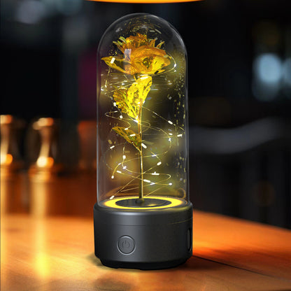2-in-1 Rose LED Light with Bluetooth Speaker in Glass Dome